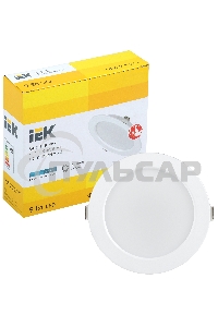 Светильник светодиодный Iek LDVO0-1612-09-4000-K01 ДВО 1612 белый круг 9Вт 4000К IP20 пластик. корпус, диам 118 мм