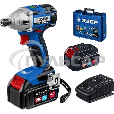 Гайковерт ЗУБР 20В бесщеточный, 2 АКБ (4А·ч), в кейсе, Профессионал. GB-250-42