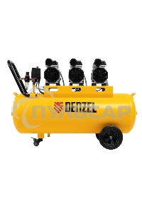 Компрессор безмаслянный малошумный DLS 1800/100,1800 Вт, 3х600, 100 л, 345 л/мин Denzel