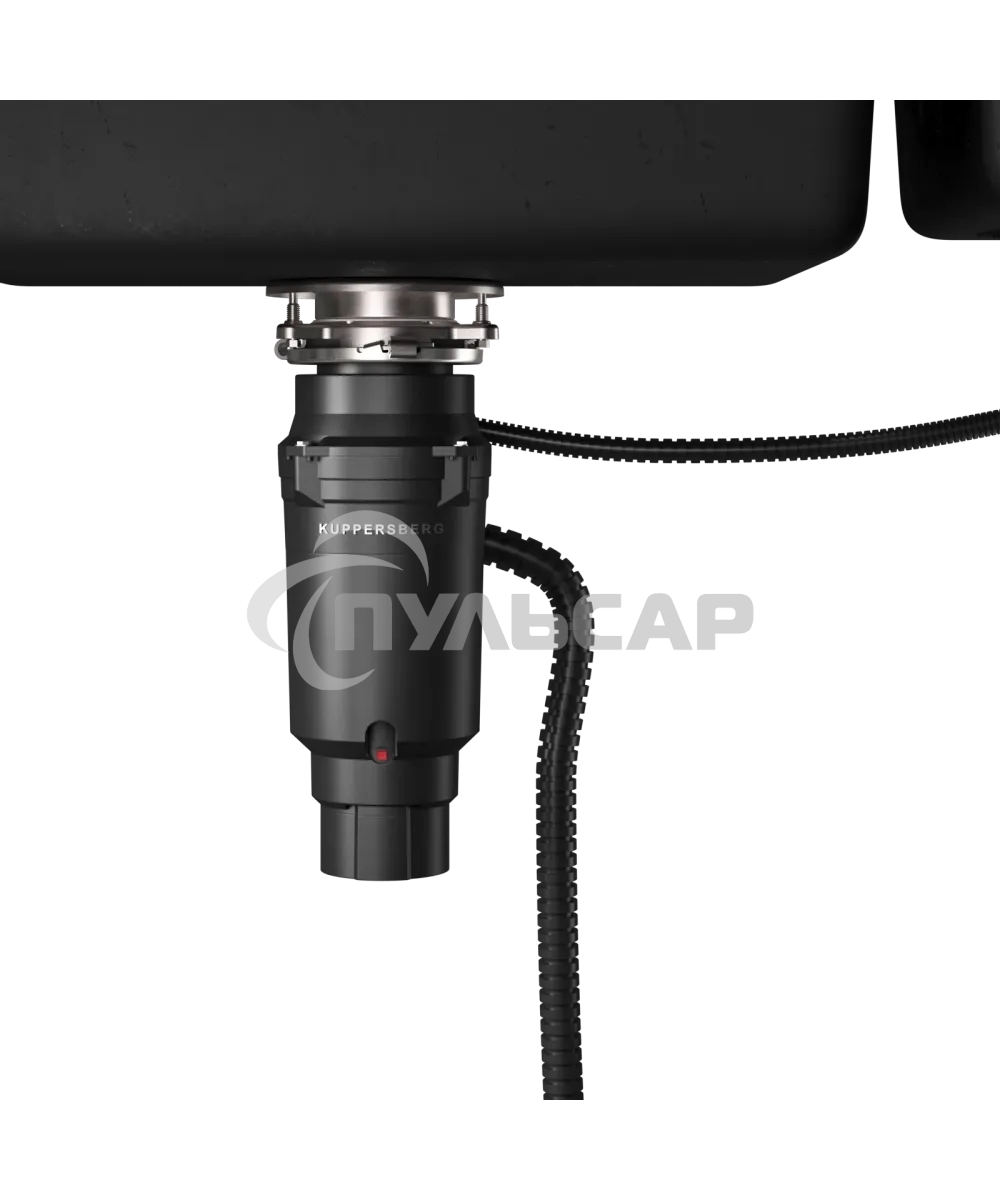 Измельчитель пищевых отходов Kuppersberg WSS 750 B, High-Tech, мощность 750 Вт, 3800-4200 об/мин, защита от перегрева, авто выключение, DC мотор, уровень шума 75 дБ, черный