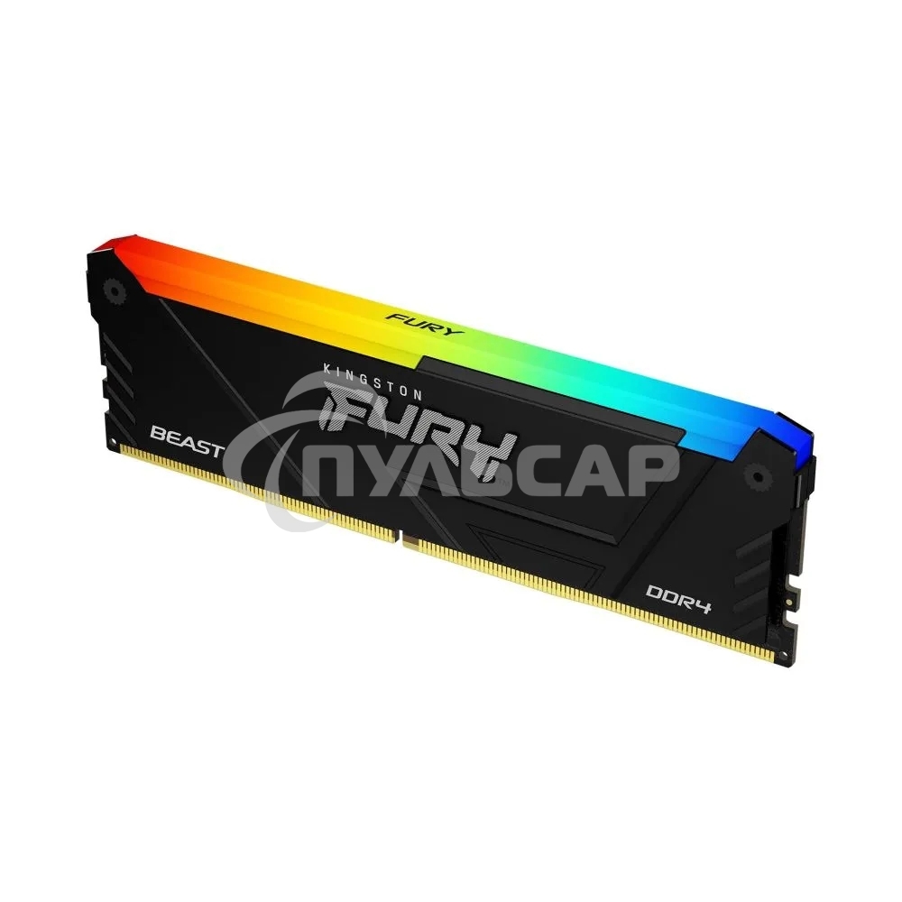Оперативная память Kingston Fury Beast, DDR4, 16Gb (1x16Gb), 3200MHz, CL16, DIMM, с радиатором, RGB, черный