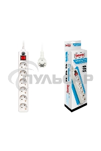 Сетевой фильтр Buro 600SH-1.8-W 1.8м (6 розеток) белый (коробка)
