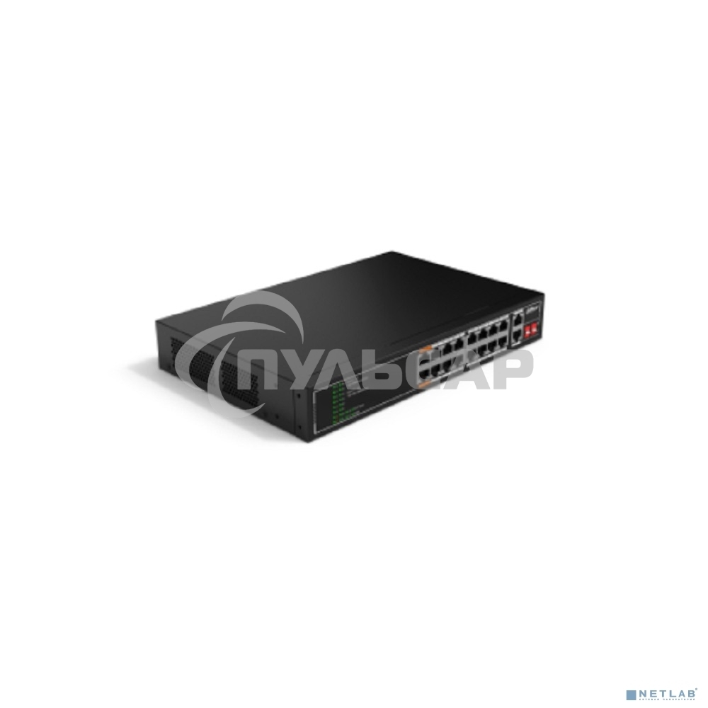 Неуправляемый 18-портовый коммутатор DAHUA DH-SF1018LP с РоЕ, 16xRJ45 100Mb PoE, 2xRJ45 1Gb, суммарно 135Вт, коммутация 7.2 Gbит/с, MAC-таблица 8К, металл