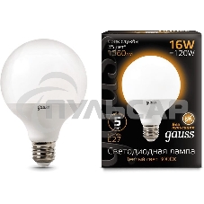 Лампа светодиодная Gauss LED G95 E27 16W 1360lm 3000K 1/32