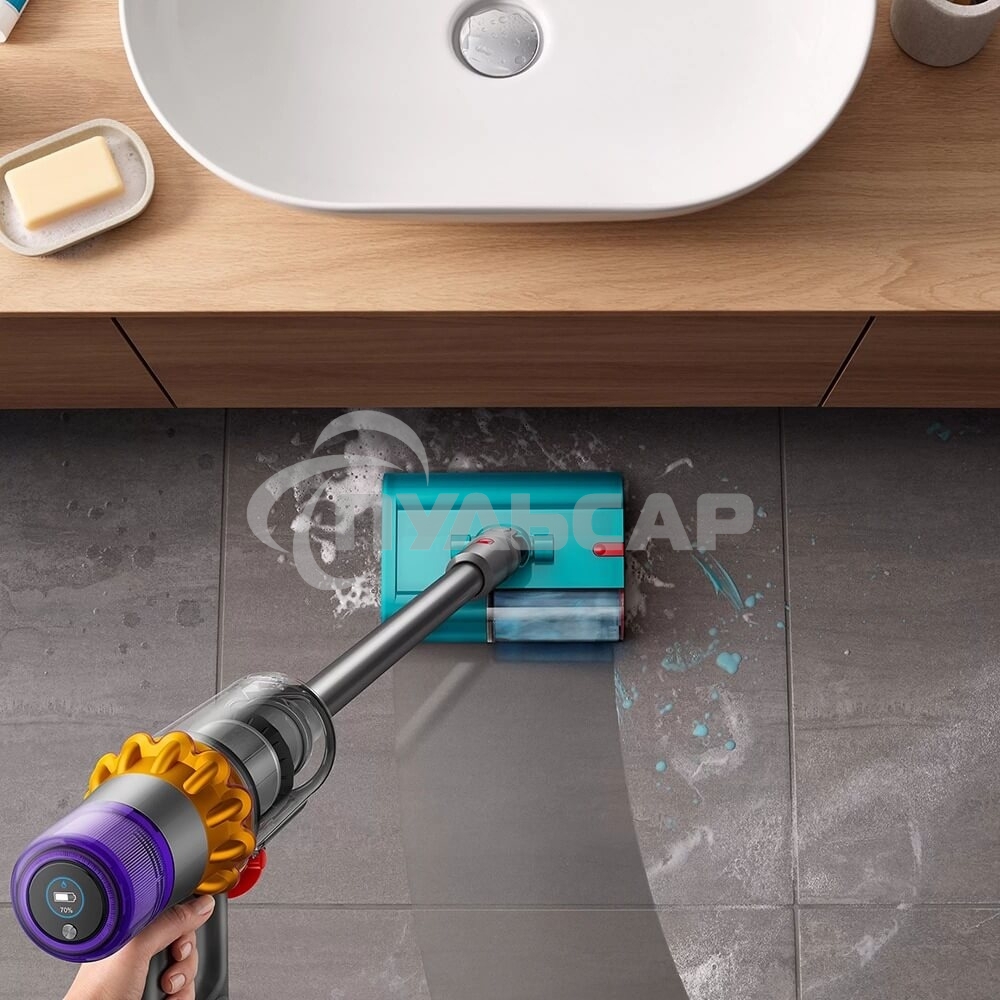 Пылесос вертикальный Dyson V15s Detect Submarine (448798-01) серый, питание от аккумулятора, 240 Вт, уборка влажная/сухая, пылесборник 0,76 л, работа от АКБ max 60 мин.