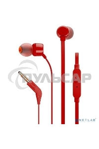 Наушники-гарнитура JBL T110 красный