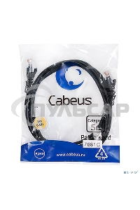 Патч-корд Cabeus PC-UTP-RJ45-Cat.5e-2m-BK UTP, категория 5e, 2 м, неэкранированный, черный. 7681c