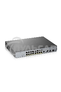 Коммутатор Zyxel GS1350-18HP, 16xGE PoE+, 2xCombo (SFP/RJ-45), бюджет PoE 250 Вт, дальность передачи питания до 250 м, автоперезагрузка PoE-портов, повышенная защита от перенапряжений и электростатических разряд