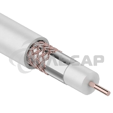 Кабель коаксиальный Rexant RG-6U+Cu, 75 Ом, Cu/Al/Cu, 64%, бухта 305 м, белый
