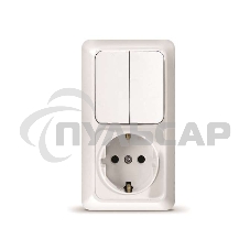 Блок ОП Олимп 2-кл. вык.+ роз. с заземл. верт. бел. UNIVersal О0040 Блок ОП Олимп 2-кл. вык.+ роз. с заземл. верт. бел. UNIVersal О0040