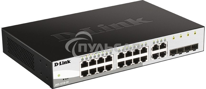 Коммутатор D-Link Gigabit Smart Switch with 16 10/100/1000Base-T ports and 4 Gigabit MiniGbIC (SFP) ports