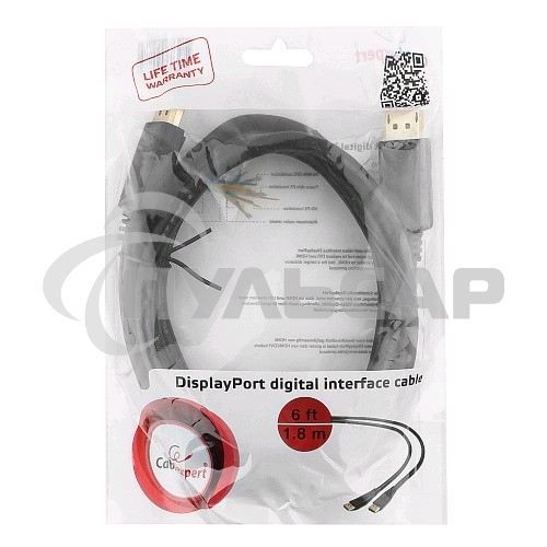 Кабель DisplayPort Gembird/Cablexpert CC-DP2-6, v1.2, 1.8м, 20M/20M, черный, экран, пакет
