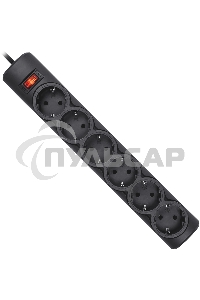 Сетевой фильтр Defender DFS 153 3 м, черный, 6 розеток