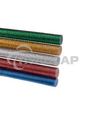 Клеевые стержни Rexant, Ø11 мм, 270 мм, цветные с блестками, 10 шт., хедер