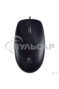Мышь проводная Logitech B100 черный, 1000 dpi, USB, кнопки - 3