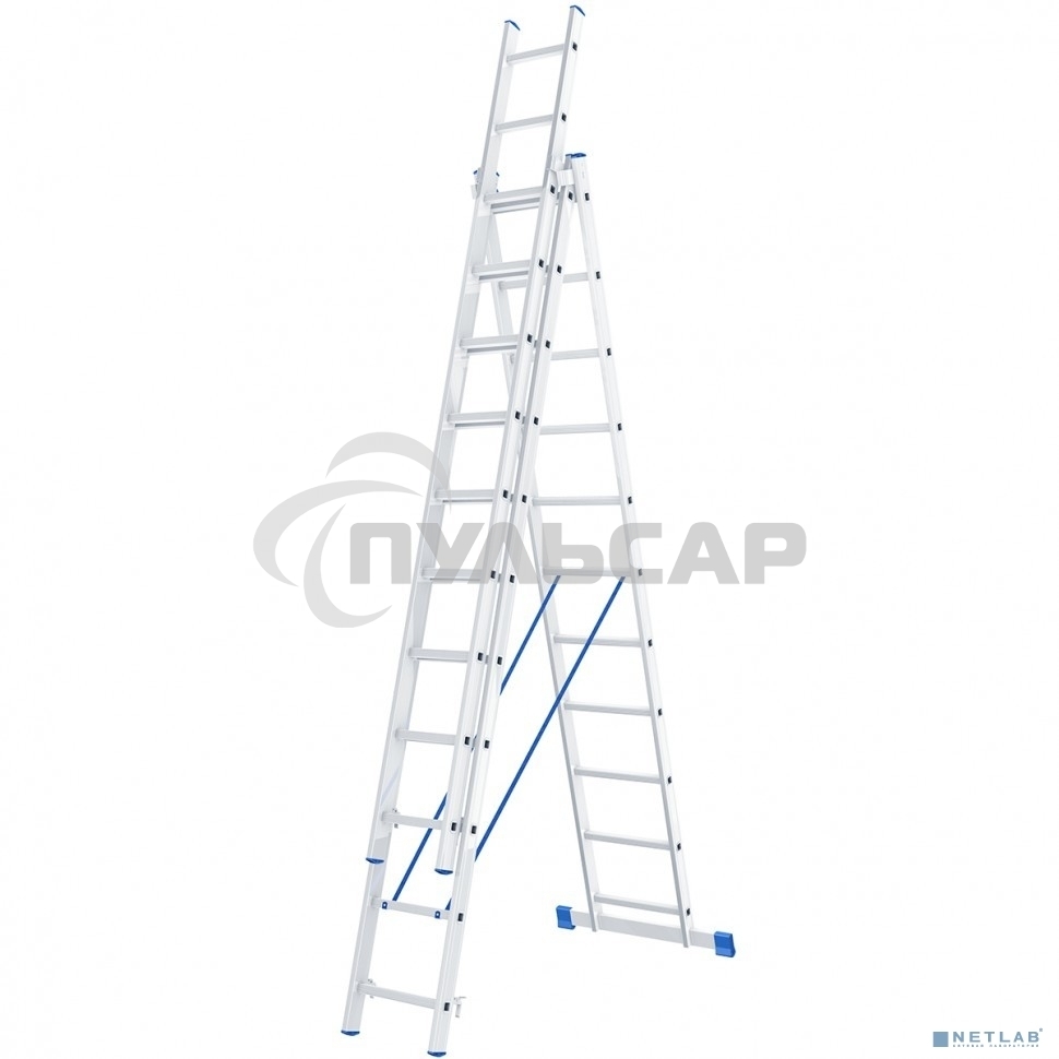 Лестница Сибртех 3 х 11 ступеней, алюминиевая, трехсекционная, 97821
