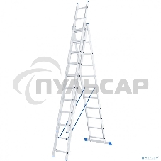 Лестница Сибртех 3 х 11 ступеней, алюминиевая, трехсекционная, 97821