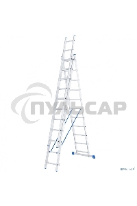 Лестница Сибртех 3 х 11 ступеней, алюминиевая, трехсекционная, 97821