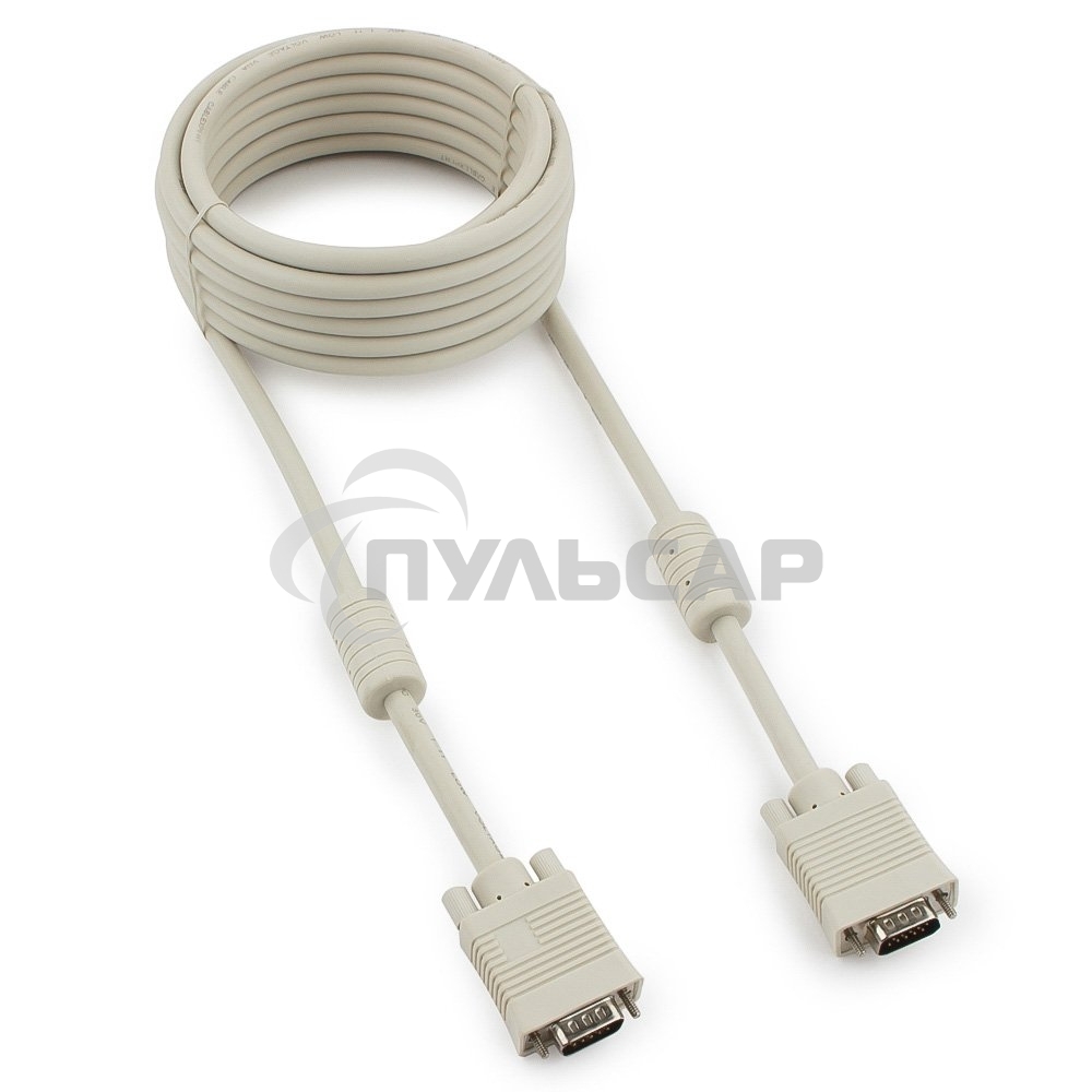 Кабель Gembird/Cablexpert CC-PPVGA-5M, Кабель VGA Premium, 15M/15M,5.0м, серый, тройной экран, феррит.кольца