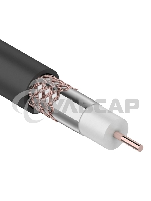 Кабель коаксиальный Rexant RG-6U+Cu, 75 Ом, Cu/Al/Cu, 64%, бухта 305 м, черный OUTDOOR