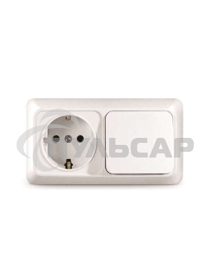 Блок ОП Олимп 1-кл. вык.+ роз. с заземл. горизонт. бел. UNIVersal О0032