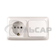 Блок ОП Олимп 1-кл. вык.+ роз. с заземл. горизонт. бел. UNIVersal О0032 Блок ОП Олимп 1-кл. вык.+ роз. с заземл. горизонт. бел. UNIVersal О0032