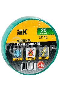 Изолента Iek UIZ-13-10-K06 0,13х15 мм зеленая 20 метров ИЭК