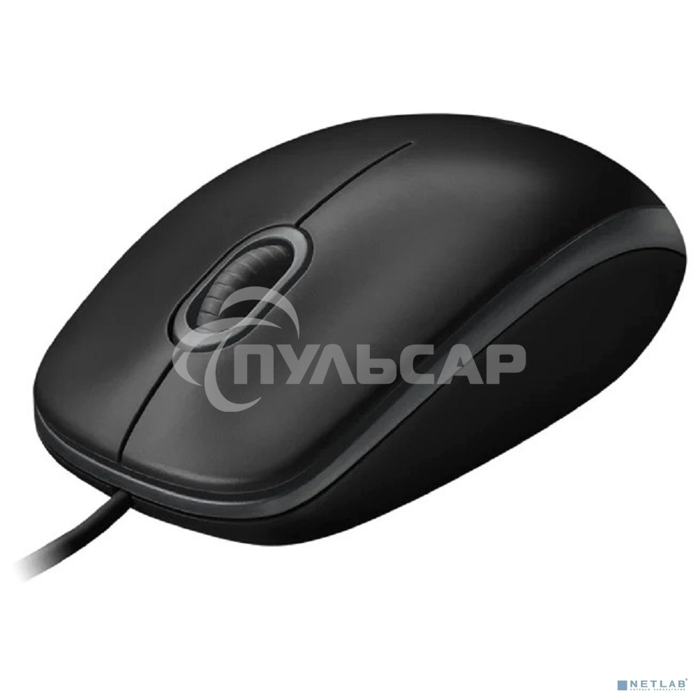 Мышь проводная Logitech B100 черный, 1000 dpi, USB, кнопки - 3