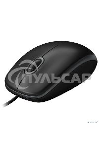 Мышь проводная Logitech B100 черный, 1000 dpi, USB, кнопки - 3