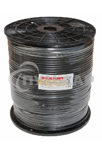Кабель коаксиальный Rexant RG-6U+Cu, 75 Ом, Cu/Al/Cu, 64%, бухта 305 м, черный OUTDOOR