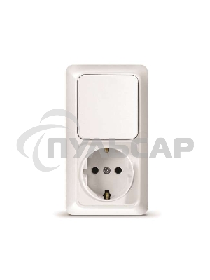 Блок ОП Олимп 1-кл. вык.+ роз. с заземл. верт. бел. UNIVersal О0038