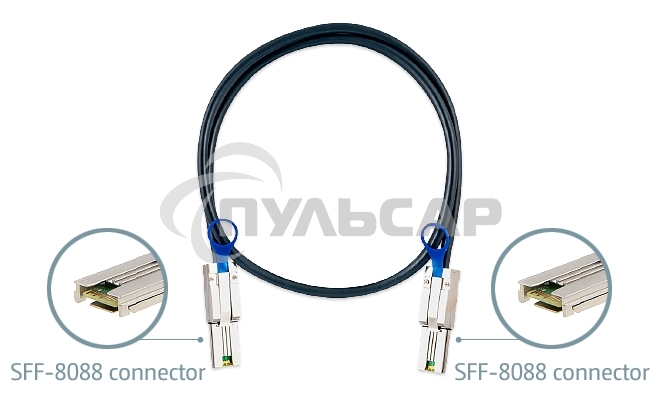 Кабель SAS для QNAP CAB-SAS10M-8088 Кабель mini SAS (SFF-8088), 1 метр