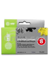 Картридж струйный Cactus CS-CLI8Y желтый (12 мл) для Canon Pixma iP4200, iP4300, iP4500, iP5100, iP5300, iP6600, iP6700, iP7500, iP7600, MP500, MP530, MP600, MP800, MP810, MP830, MP950, MP970, MX850, PRO-9000