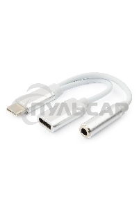 Переходник Cablexpert Переходник USB, USB Type-C/Jack3.5 F+ Type-C F, пакет (CCA-UC3.5F-02-W)