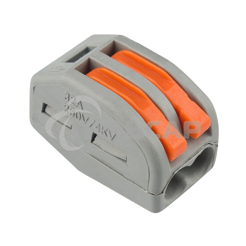 Универсальная клемма 2-проводная, серая (0,08-2,5/4 мм²) (50 шт./уп.) Rexant