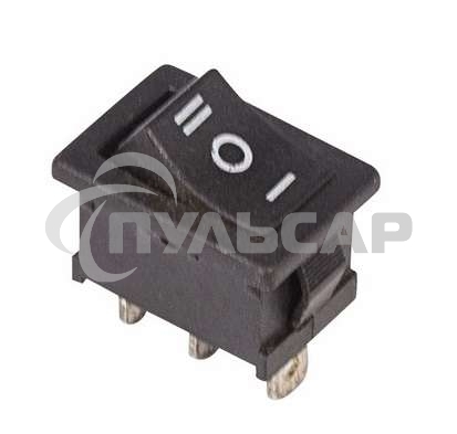 Выключатель клавишный 250V 6А (3с) ON-OFF-ON черный с нейтралью Mini Rexant