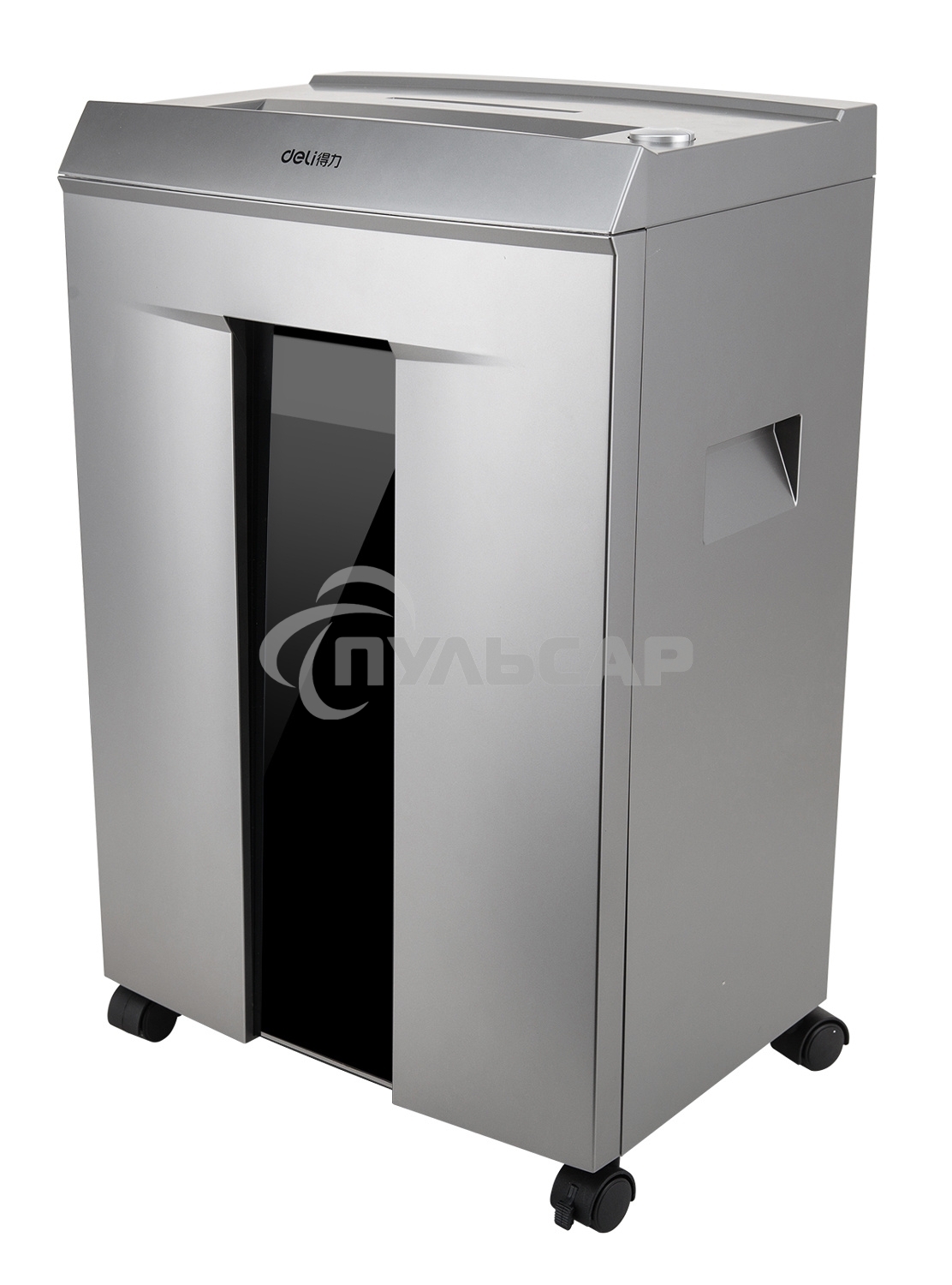 Шредер Deli 9959 серый с автоподачей (секр.P-6)/фрагменты/7лист./30лтр./скрепки/скобы