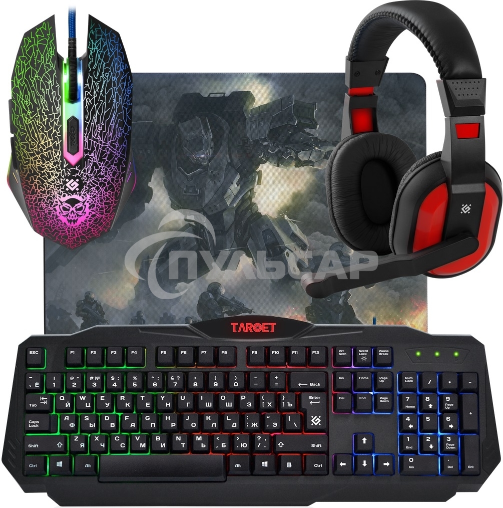 Комплект клавиатура + мышка +PAD +HEADSET Defender TARGET MKP-350