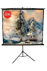 Экран 150x150см TriScreen 1:1 напольный рулонный белый84' Matt White (MW), черный корпус