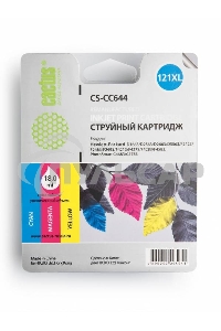 Картридж струйный Cactus CS-CC644 №121XL трехцветный (18 мл.) для HP DJ D1663/D2500/D2563/D2663/D5563/F2423/F2493/F4213/F4275/F4280/F4283/F4583/PS C4683/C4783