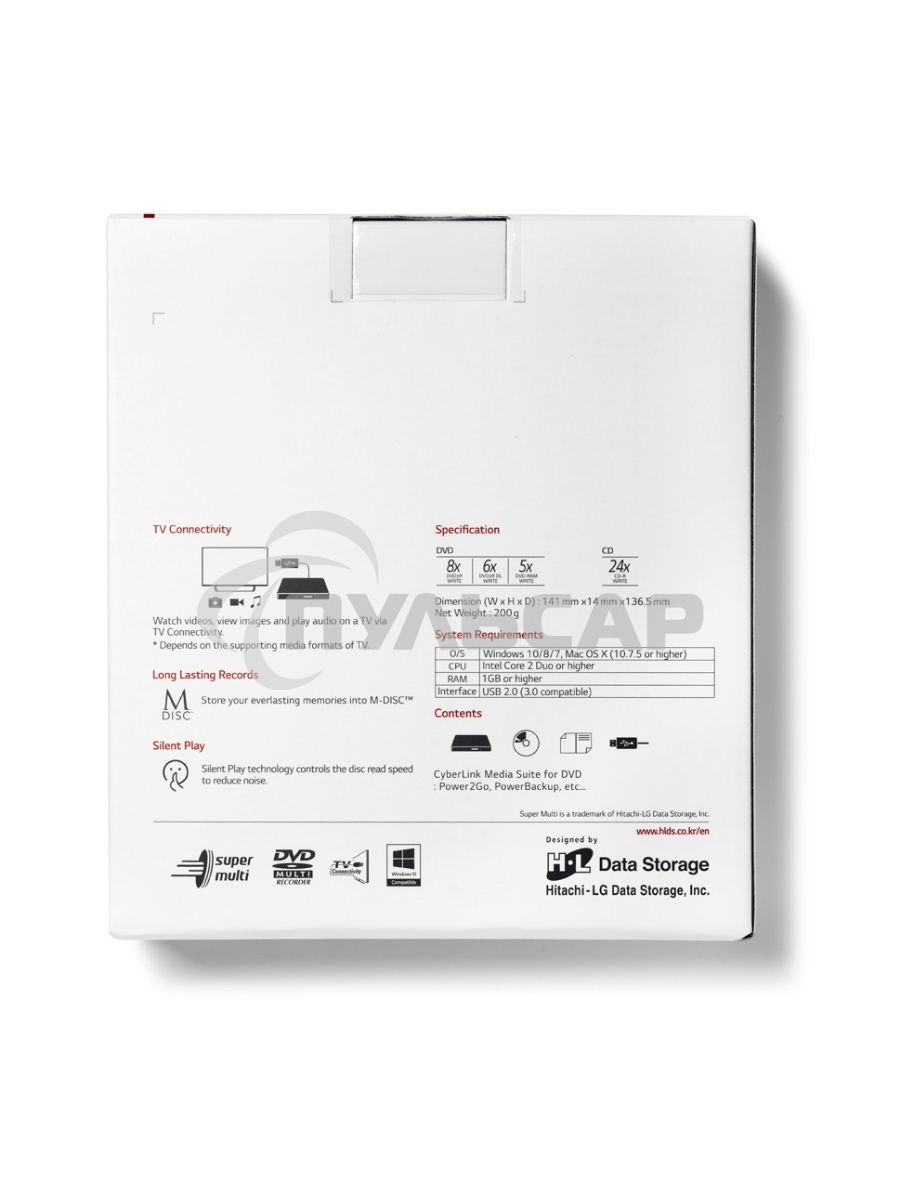 Оптический привод DVD-RW LG GP57EW40 белый USB slim внешний RTL