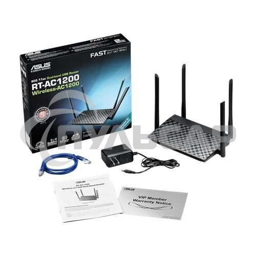 Маршрутизатор беспроводной Asus RT-AC1200 10/100BASE-TX черный (Dual Band)