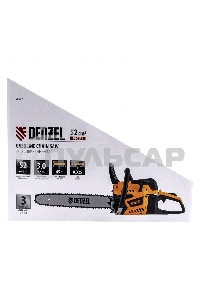 Пила цепная бензиновая DS-5218, шина 45 см, 52см3, 3 л.с., шаг 0,325, паз 1,5 мм, 72 зв Denzel