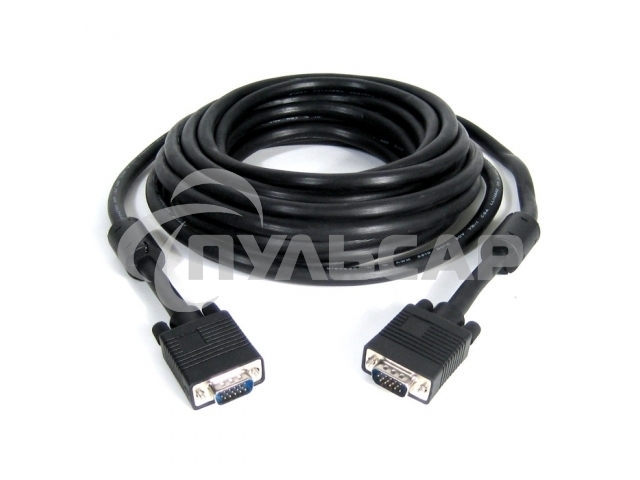 Кабель Gembird/Cablexpert CC-PPVGA-20M-B,Кабель VGA Premium, 15M/15M, 20м, черный, тройной экран,феррит.кольца