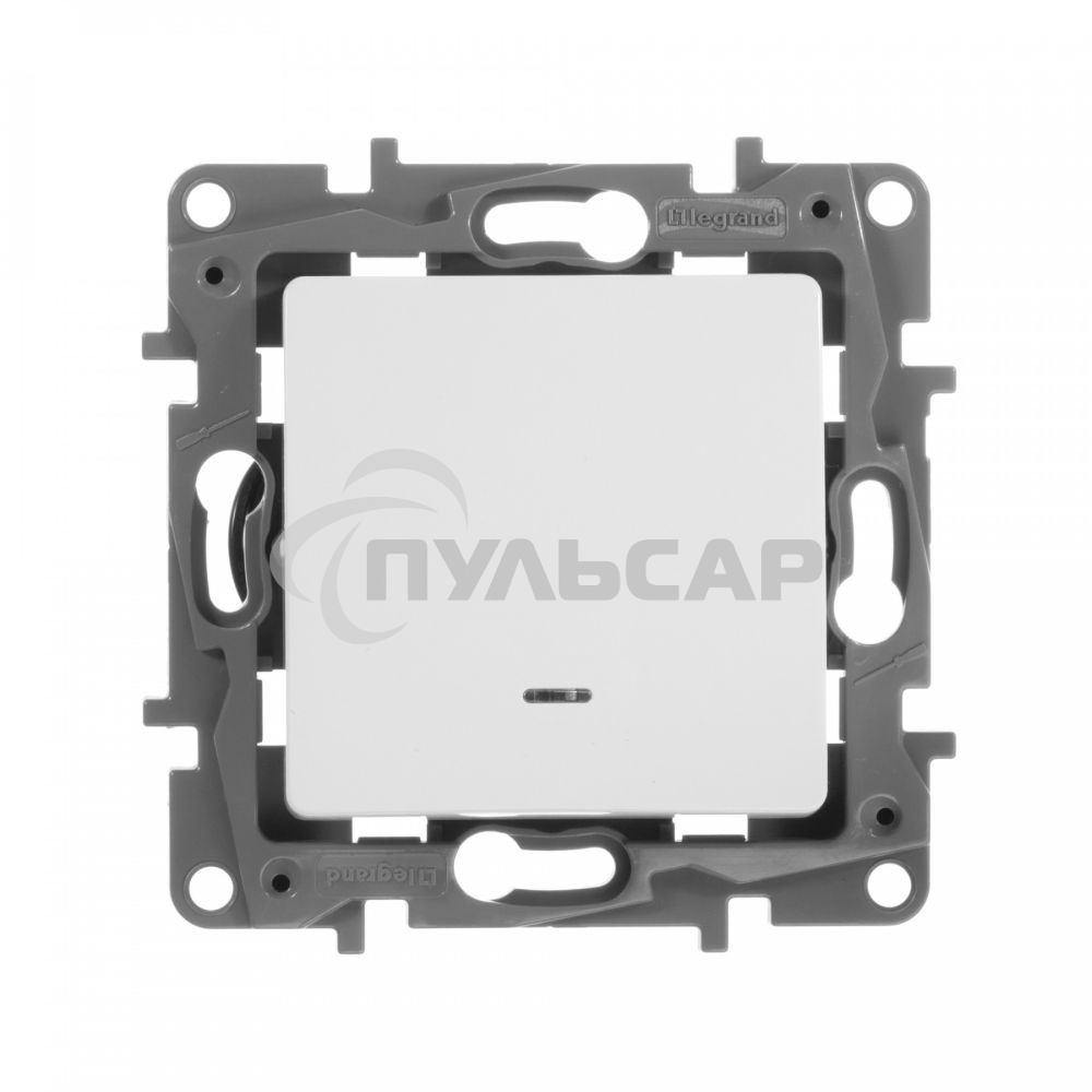 Механизм выключателя 1-кл. СП Etika 10АX с подсветкой / индикацией безвинт. зажимы бел. Leg 672203