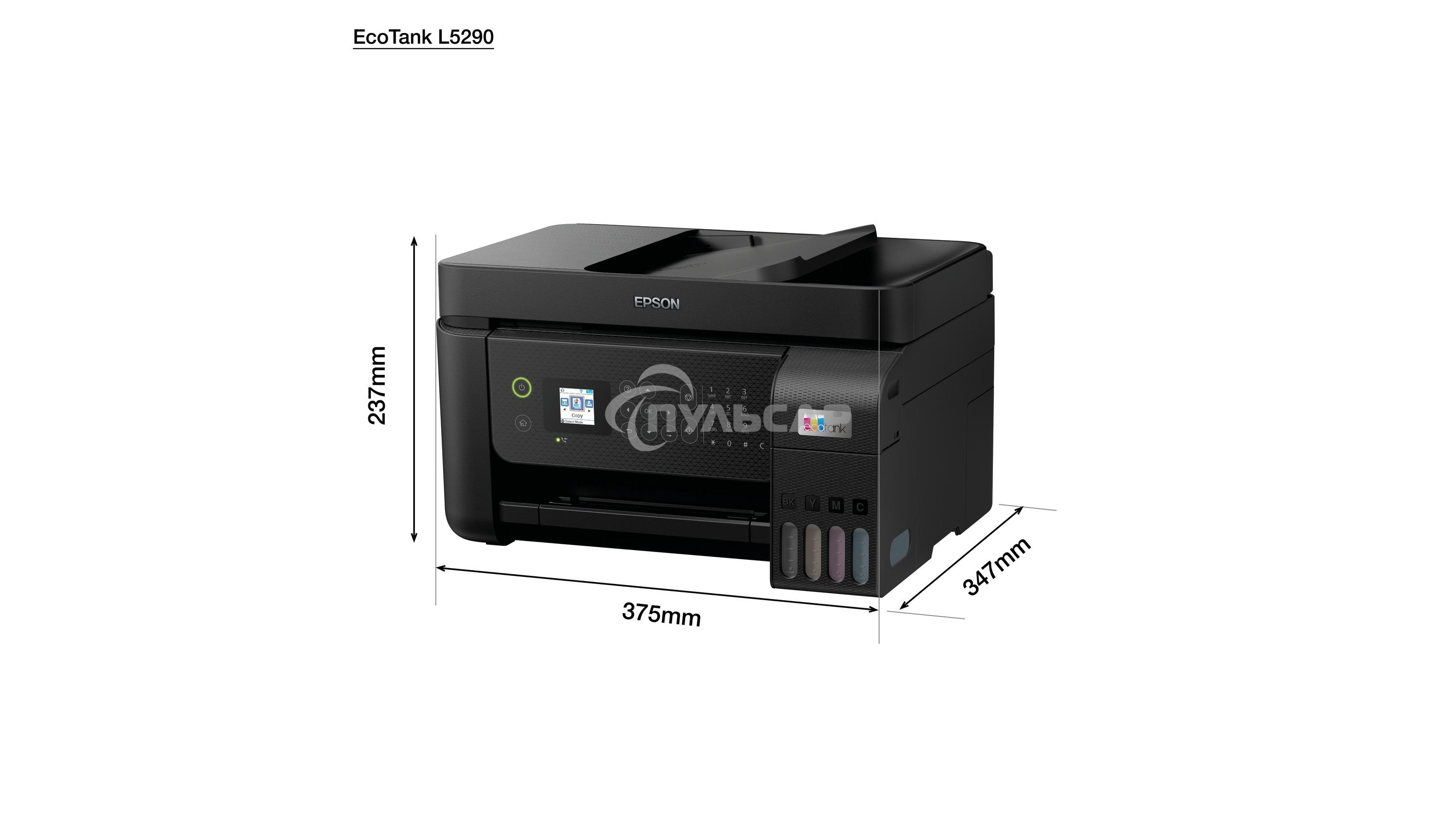 МФУ струйное Epson L5290 (C11CJ65512/C11CJ65508/C11CJ65407), A4, цветное, печ. до 33 стр/мин. (ч/б) до 15 стр/мин. (цвет), скан. до 12 стр/мин. (ч/б) 29 стр/мин. (цвет), 1440 x 5760 dpi (печать) 1200x2400dpi (скан.), USB, RJ-45, Wi-Fi