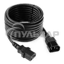 Кабель питания сист.блок-монитор Cablexpert PC-189-VDE-5M, 5м, C13-C14, VDE, 10А, Сечение провода: 0,75 мм2, черный, с заземлением