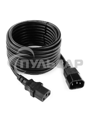 Кабель питания сист.блок-монитор Cablexpert PC-189-VDE-5M, 5м, C13-C14, VDE, 10А, Сечение провода: 0,75 мм2, черный, с заземлением