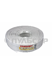 Кабель коаксиальный Rexant RG-59U+Cu, 75 Ом, Cu/Al/Cu, 64%, бухта 100 м, белый