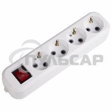 Колодка 4 гнезда с кнопкой c заземлением Rexant